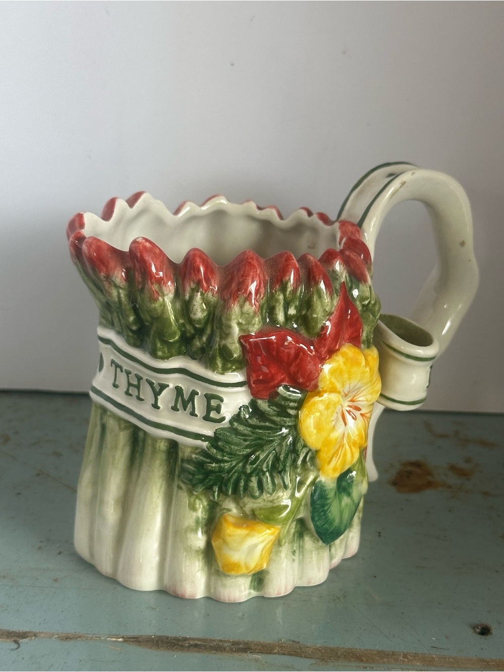 1996 Fitz And Floyd Cream Pitcher Spices Asparagus